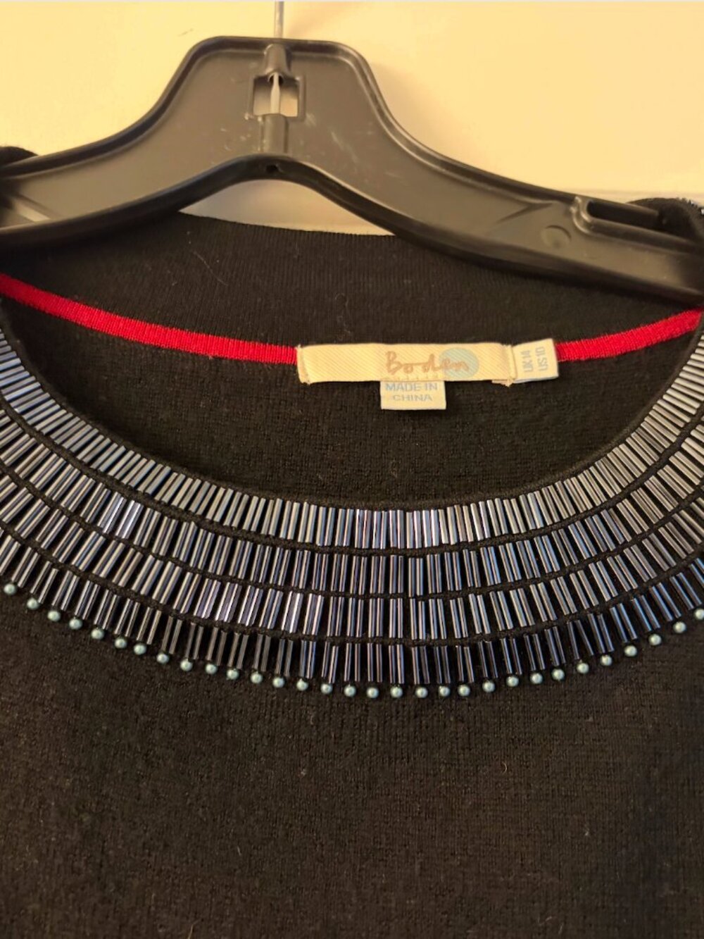 Boden Black Wool Sweater with Metallic Beaded Color